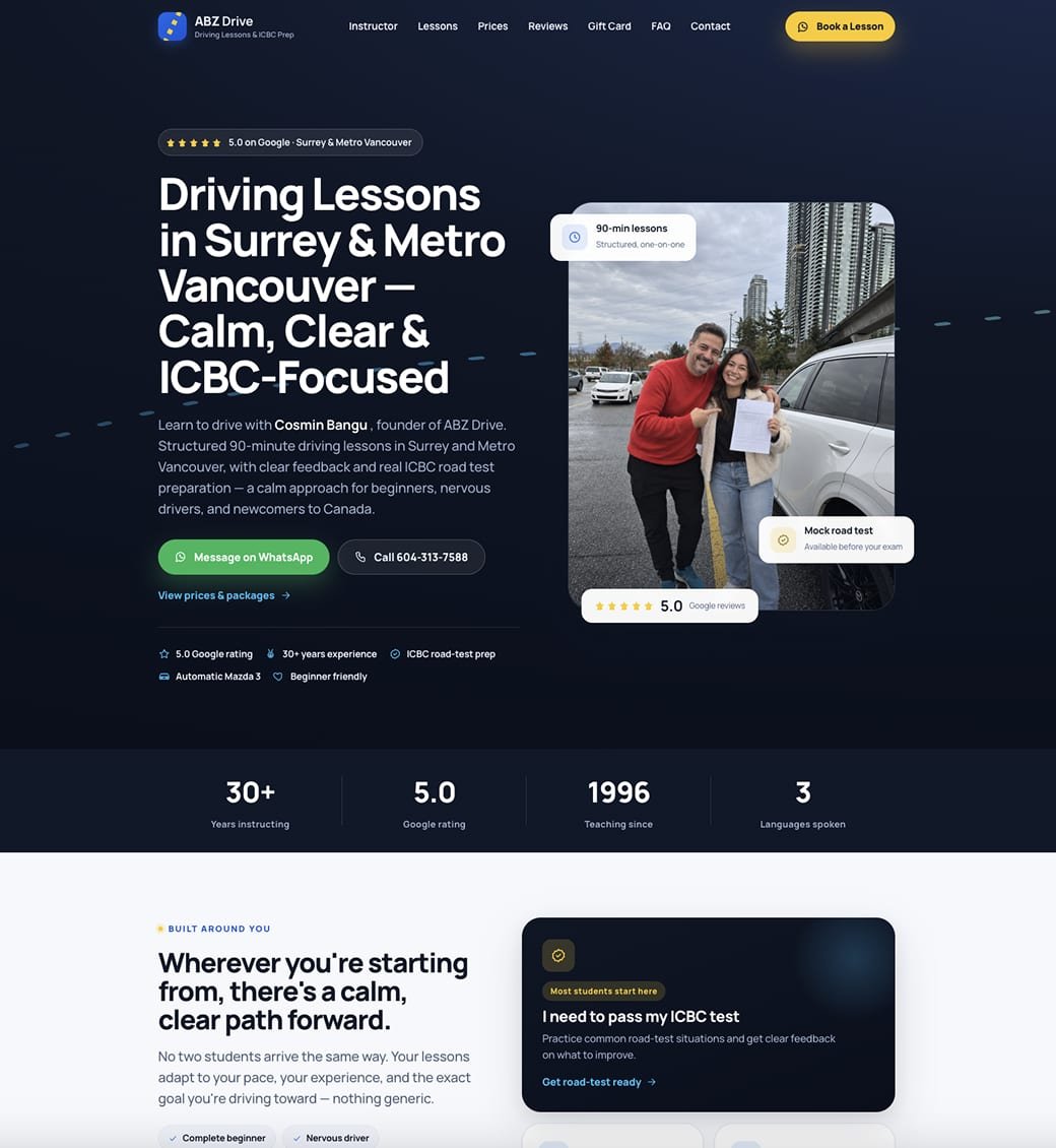 Example small business website built by ARDENUX — a clean, mobile-friendly homepage